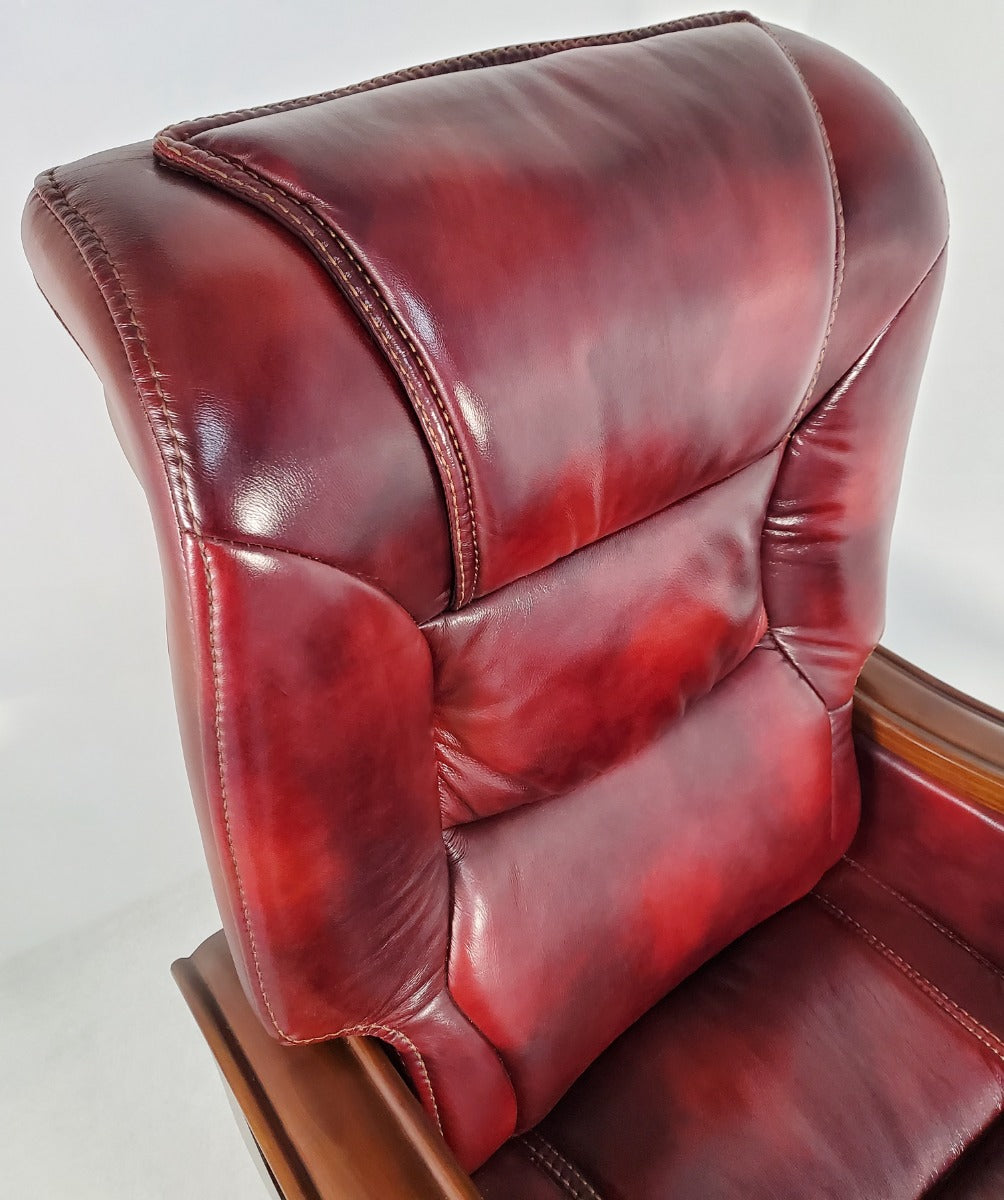 Luxury Burgundy Real Leather Office Chair Executive Boss Chair - CHA-A0630